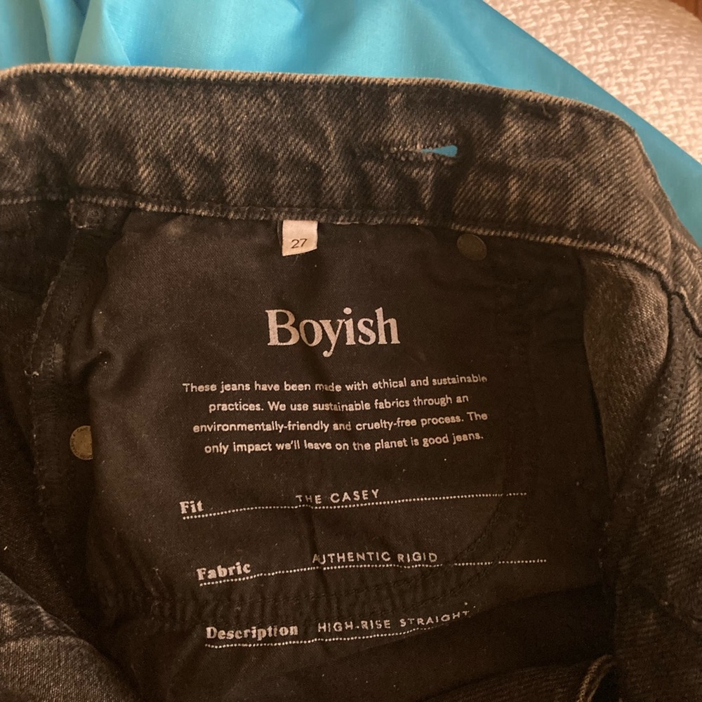 BOYISH The Casey Rigid High Rise Straight Jean Asymmetrical Buttons - Picture 12 of 13
